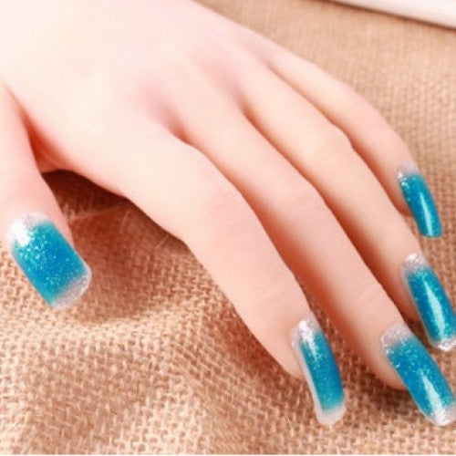 Sky Blue Gradually Changing Color Nail Art